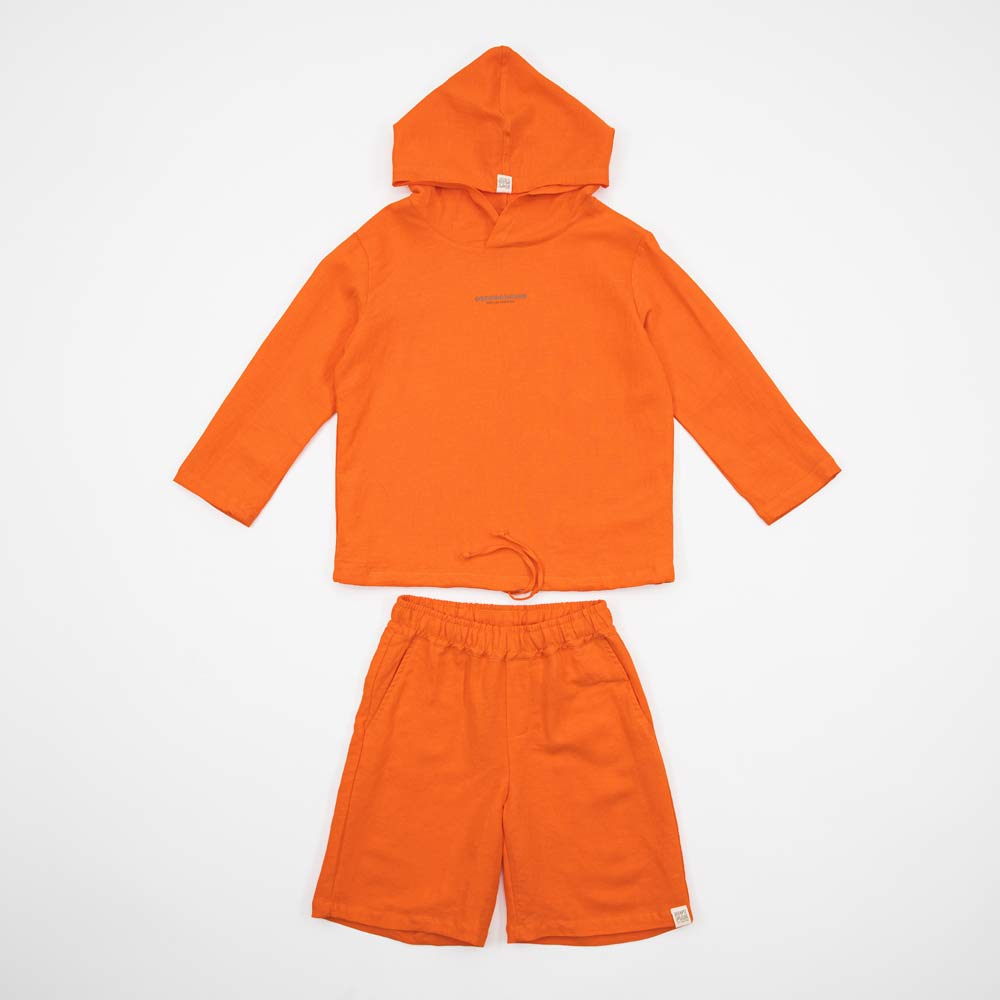 07764077-40 Костюм льняной шорты + футболка оранжевый, все фото 1