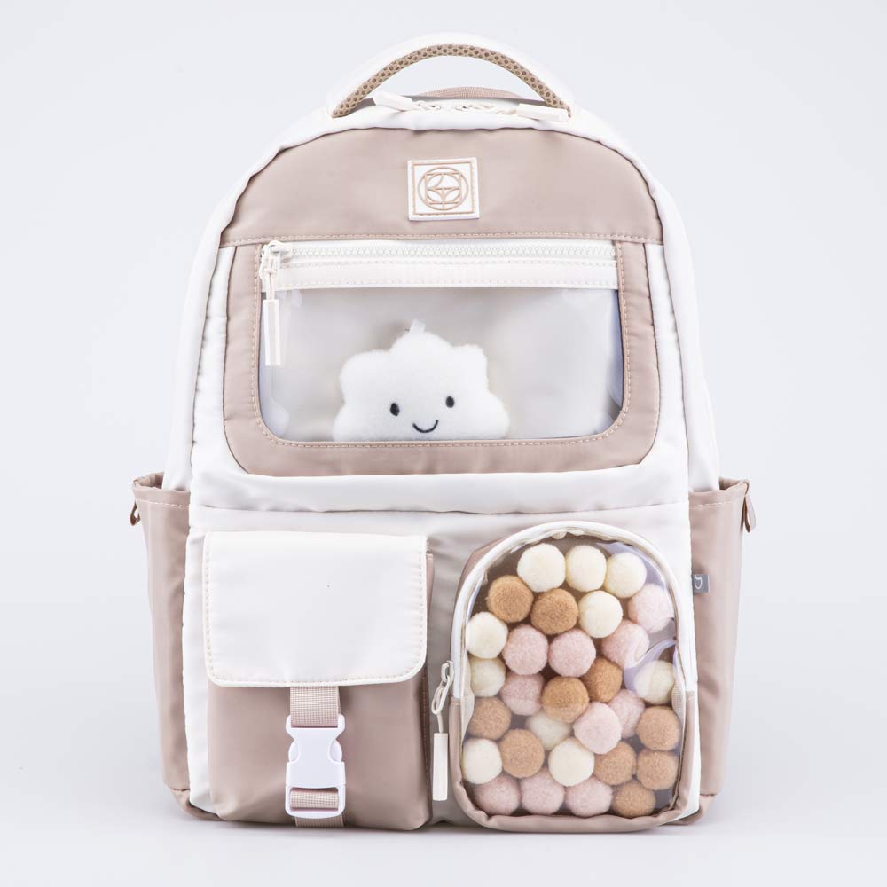 02804396-40 Рюкзак школьный с игрушкой бежевый, все фото 1
