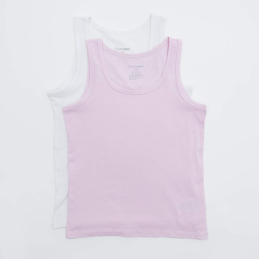 07854019-40 Майки для девочки 2 шт. белый+розовый, все фото 1