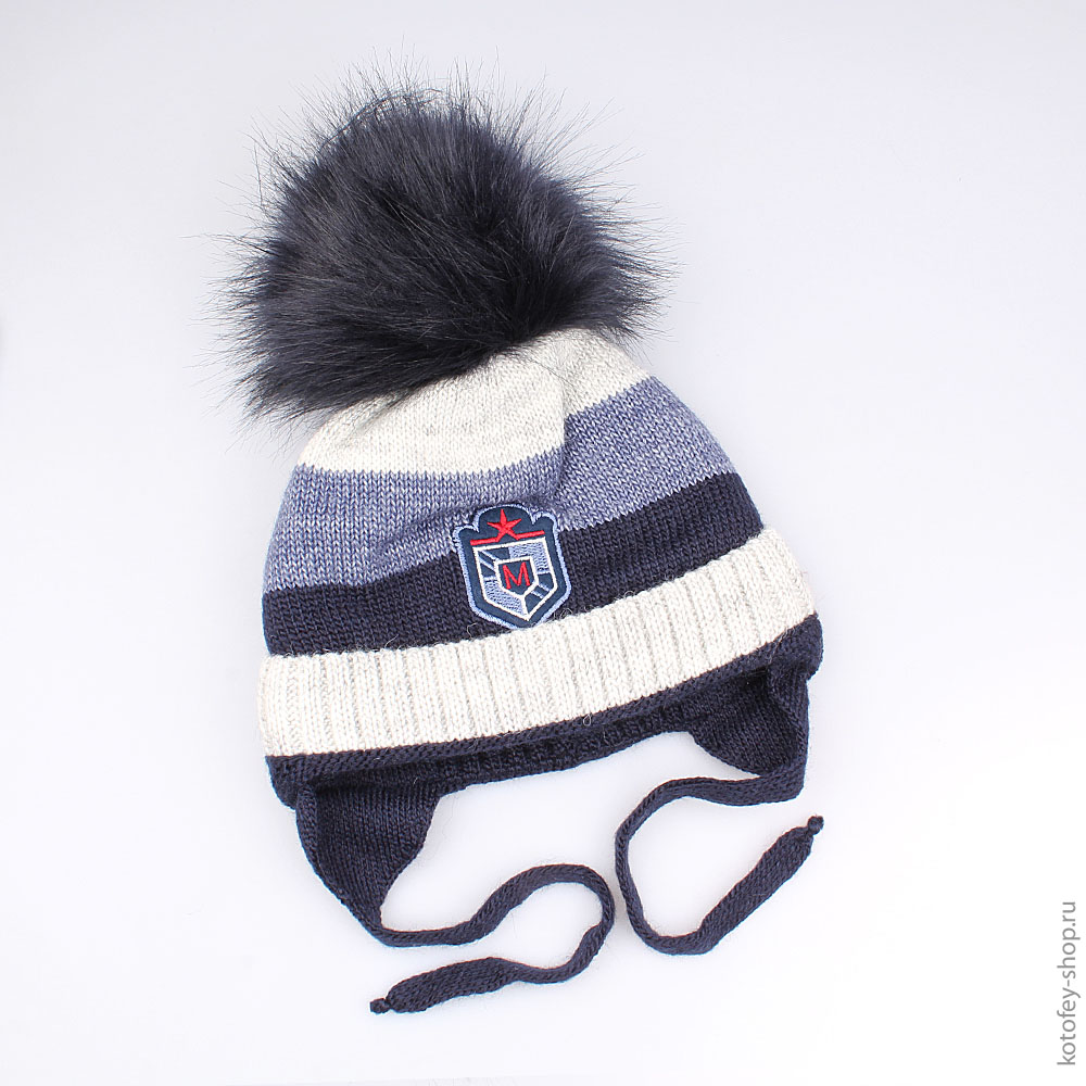 07711083-00 Шапка зимняя, 30% шерсти, сине-серая, все фото 1