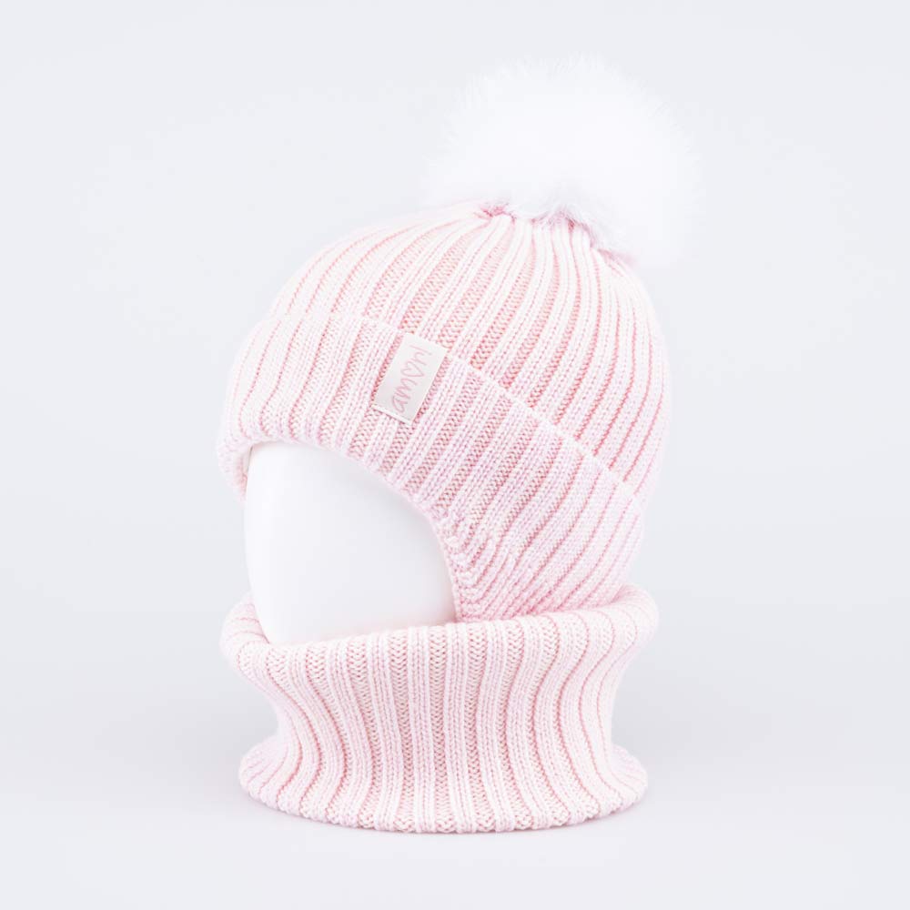 07804015-40 Зимний шерстяной комплект шапка + снуд для девочки, все фото 2