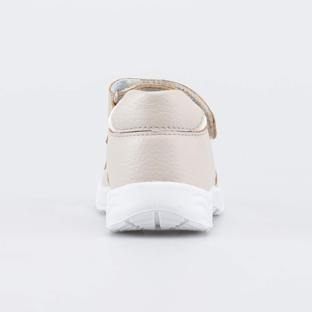 122241-21 Кожаные сандалии на липучках Бежевая карамель, все фото 5