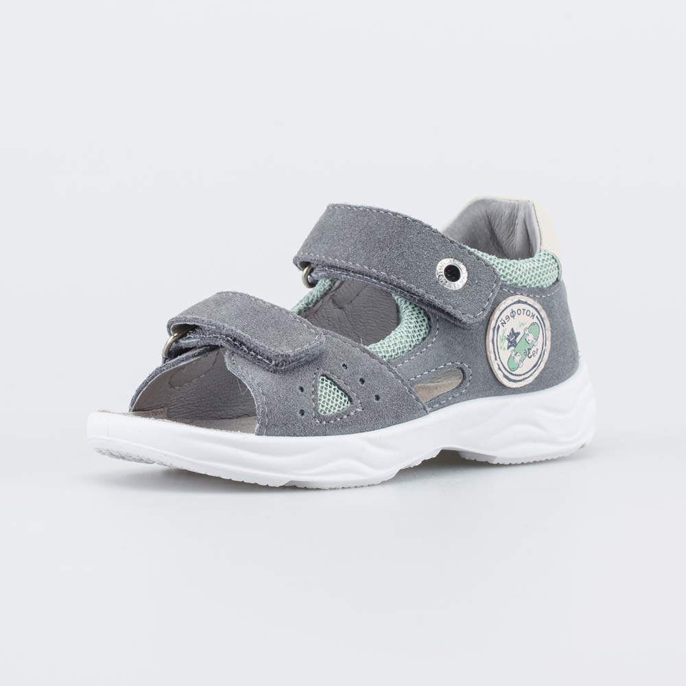 122242-21 Кожаные сандалии на липучках Серый дым, все фото 1