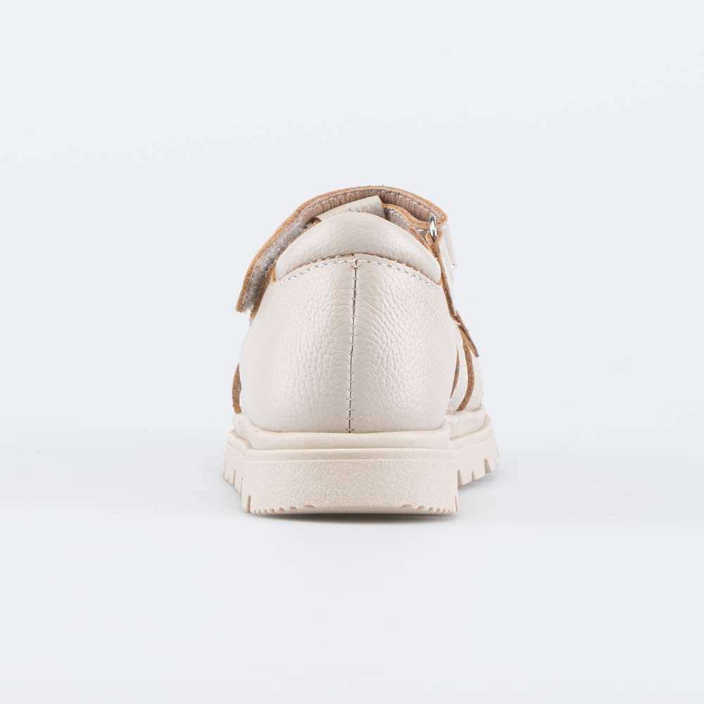 322188-23 Кожаные сандалии на липучках Бежевая карамель, все фото 5