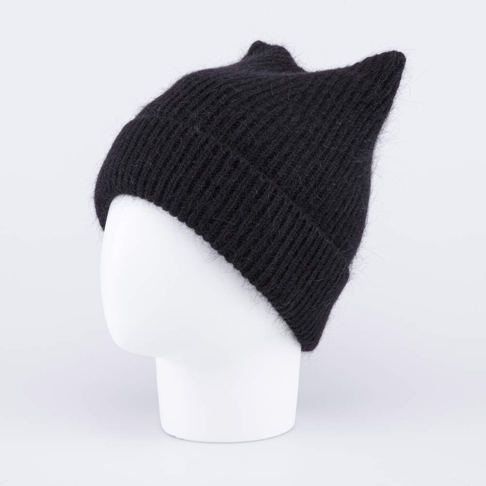 07811459-40 Зимняя шапка-кошка из ангоры с подкладкой Черный, все фото 2