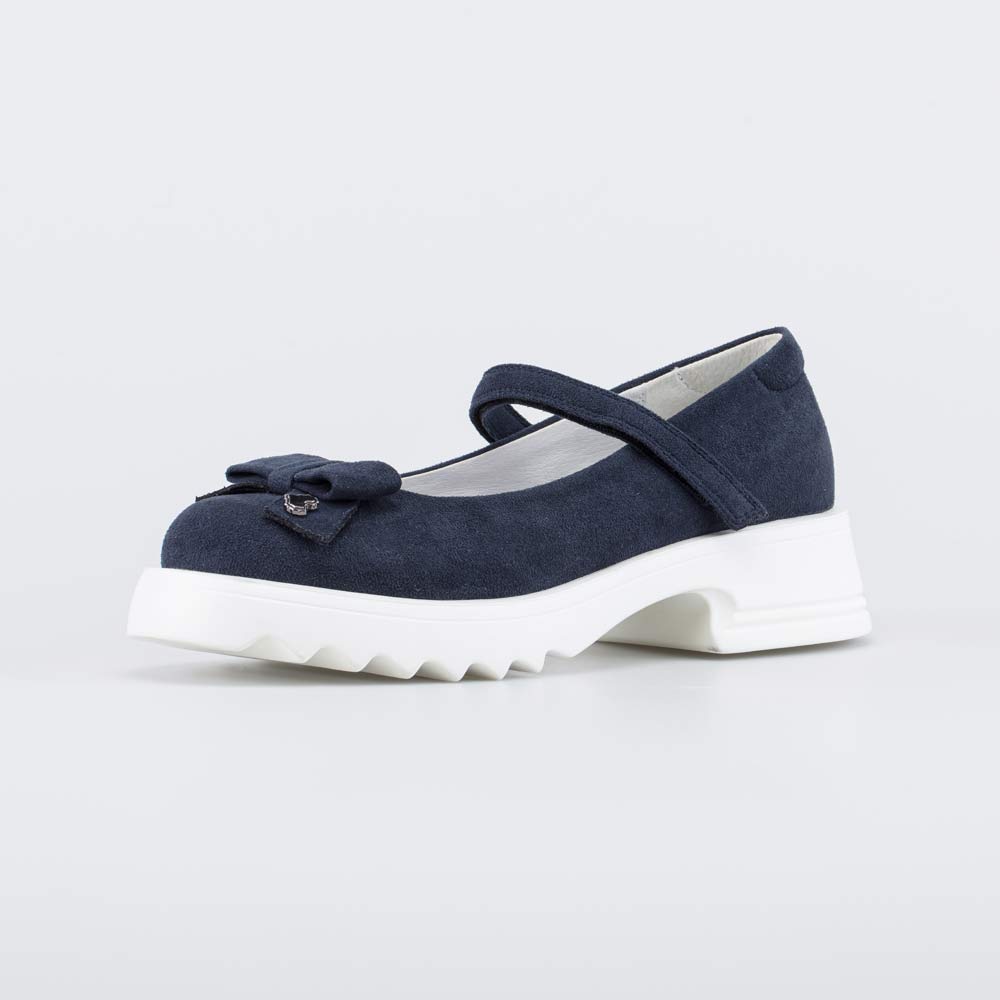 633057-21 Школьные туфли для девочки Бантик темно-синий , все фото 1
