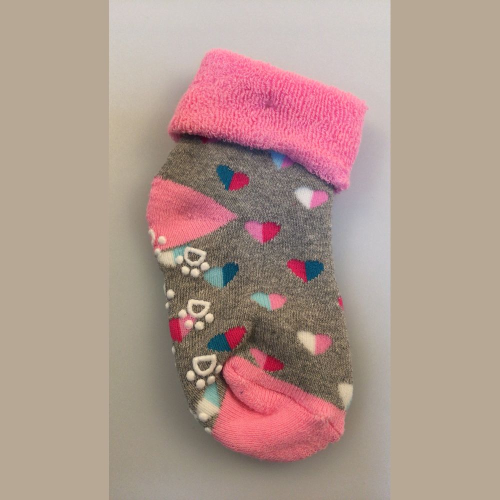 07842353-40 Носки детские с тормозами махровые серо-розовый, все фото 1