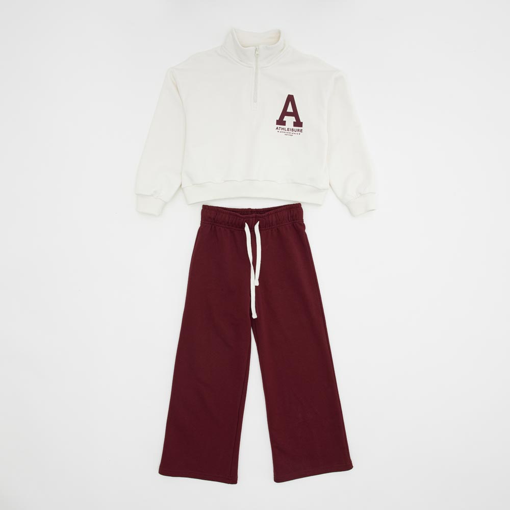 07864092-40 Костюм свитшот + брюки бежево-бордовый, все фото 1