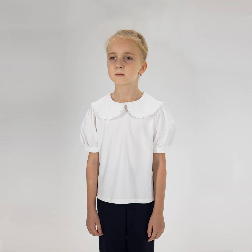 07867013-60 Блузка для девочки с коротким рукавом белый, все фото 3