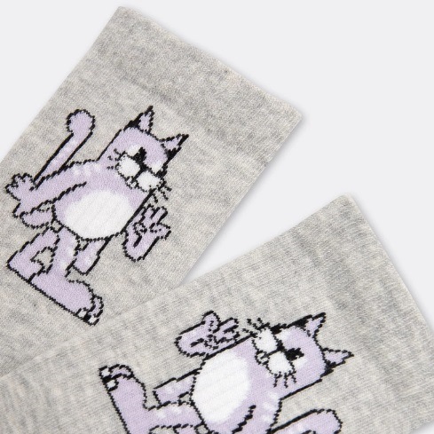 07742974-40 Хлопковые носки Веселый кот серые, все фото 3