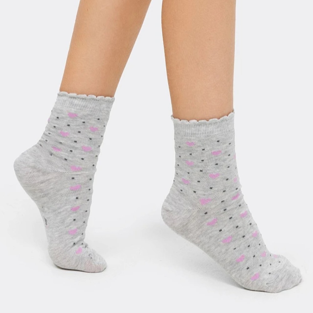 07842973-40 Хлопковые носки Сердечки серые, все фото 1