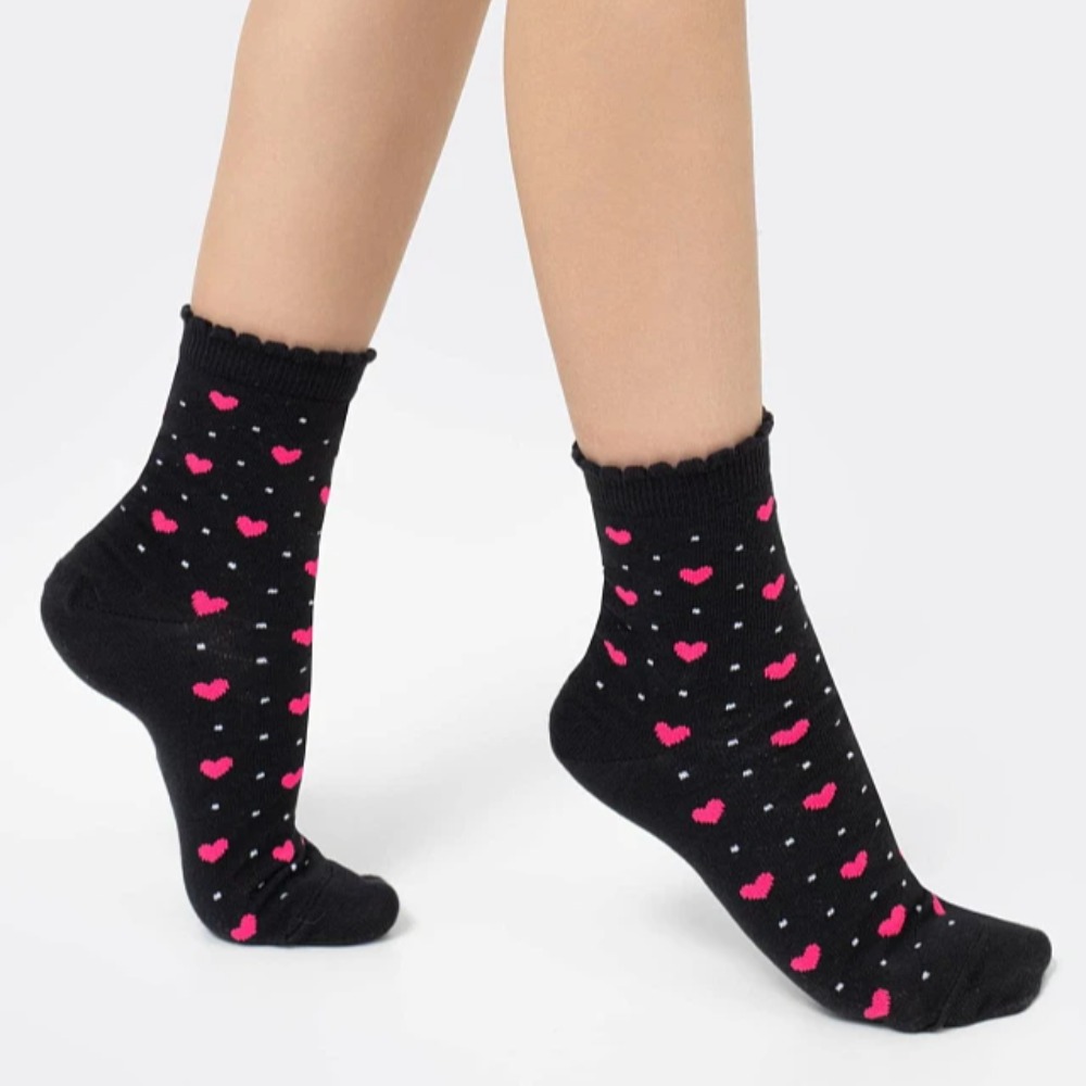 07842973-42 Хлопковые носки Сердечки черные, все фото 1