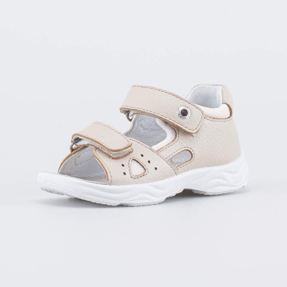 322202-21 Кожаные сандалии на липучках Бежевая карамель, все фото 1