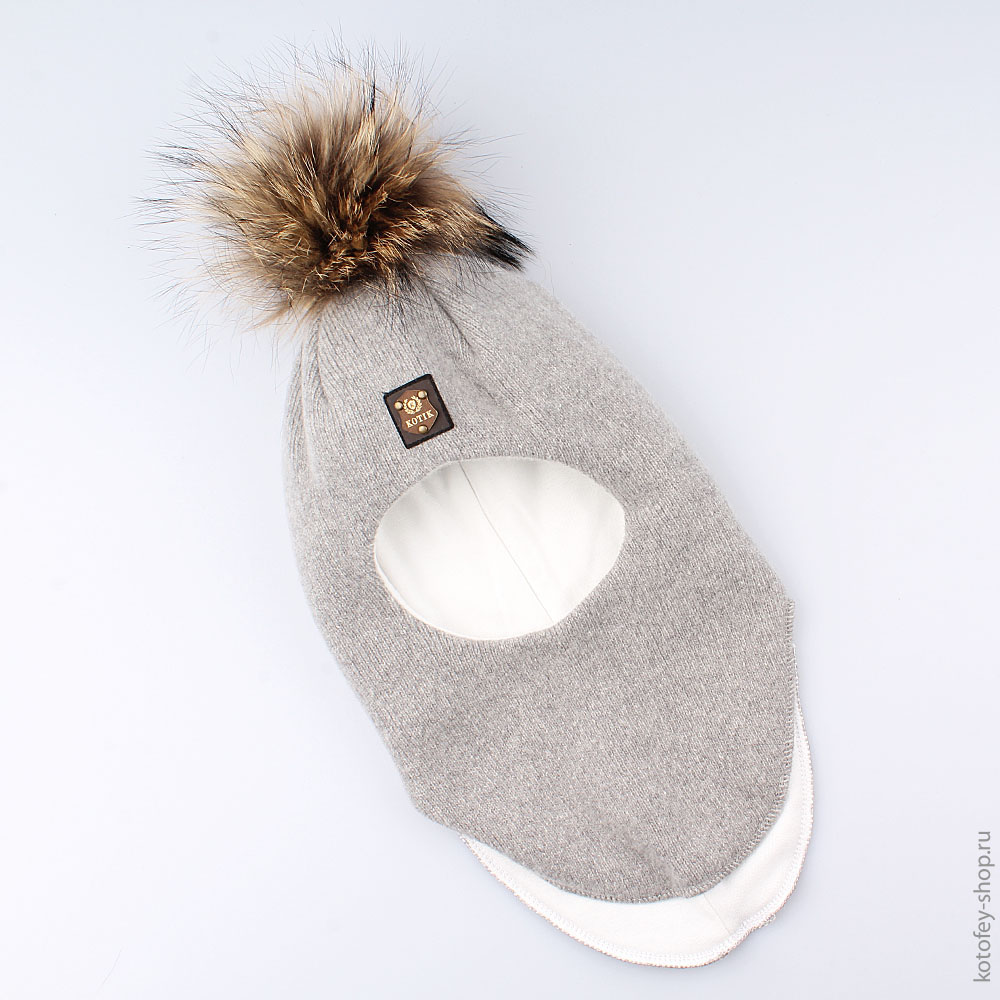 07711099-40 Шлем зимний 80% шерсти светло-серый, все фото 1