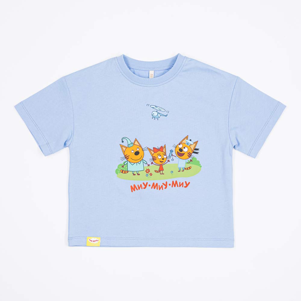 07702042-42 Футболка из кулирки Три кота голубой, все фото 1