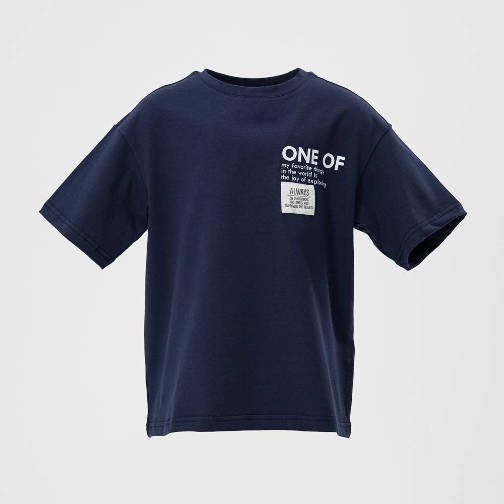07702053-40 Объемная футболка из кулирки для мальчика темно-синий, все фото 1