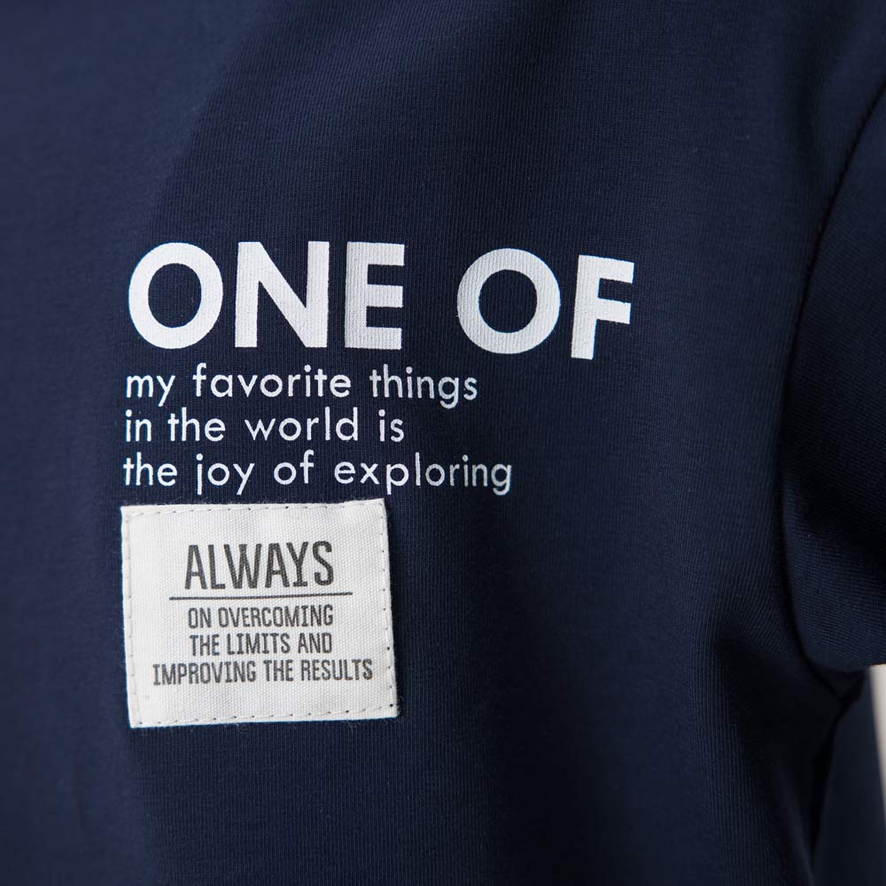 07702053-40 Объемная футболка из кулирки для мальчика темно-синий, все фото 3