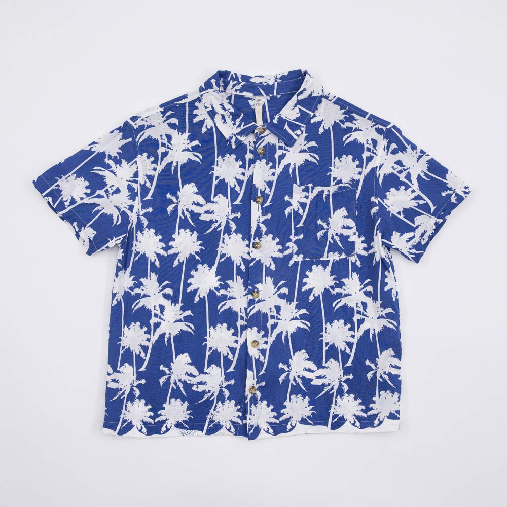07703009-40 Гавайская рубашка для мальчика Пальмы синий, все фото 1