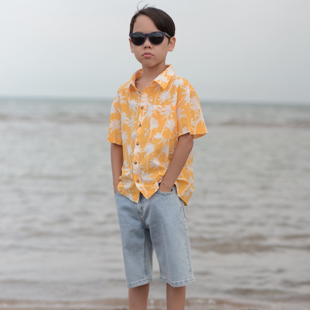07703009-41 Гавайская рубашка для мальчика Пальмы желтый, все фото 5