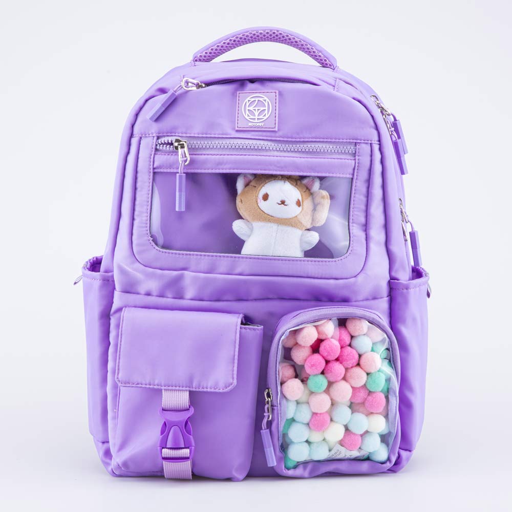 02804364-40 Рюкзак школьный Помпончики фиолетовый, все фото 1