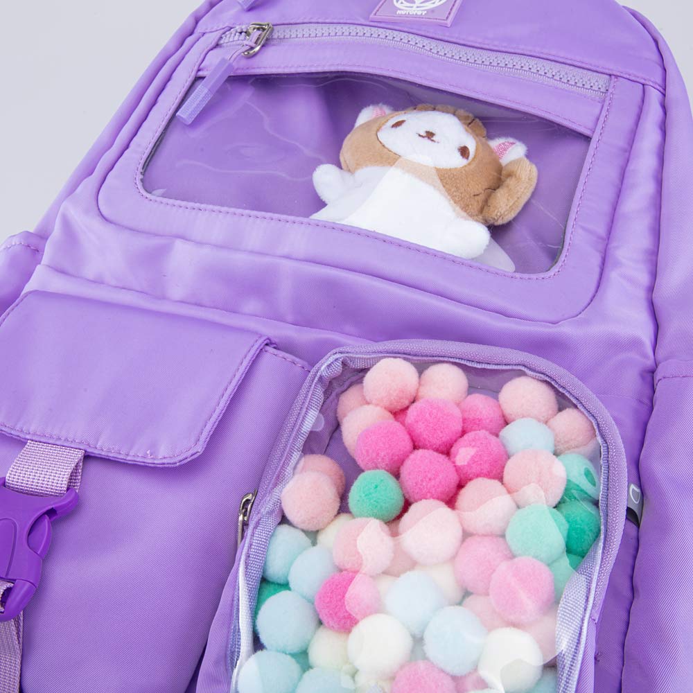 02804364-40 Рюкзак школьный Помпончики фиолетовый, все фото 5