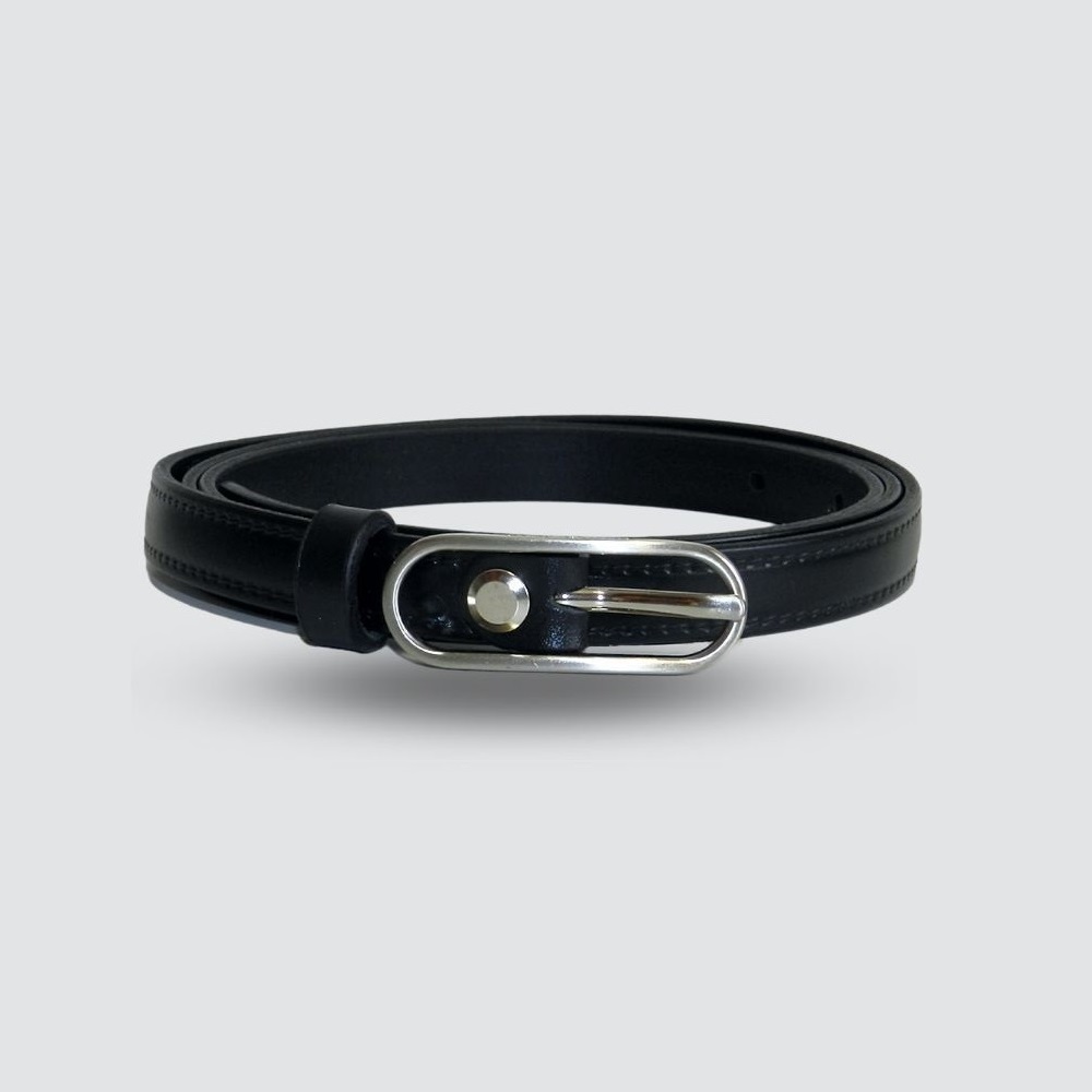 03804029-20 Тонкий кожаный ремень для девочки Черный, все фото 1