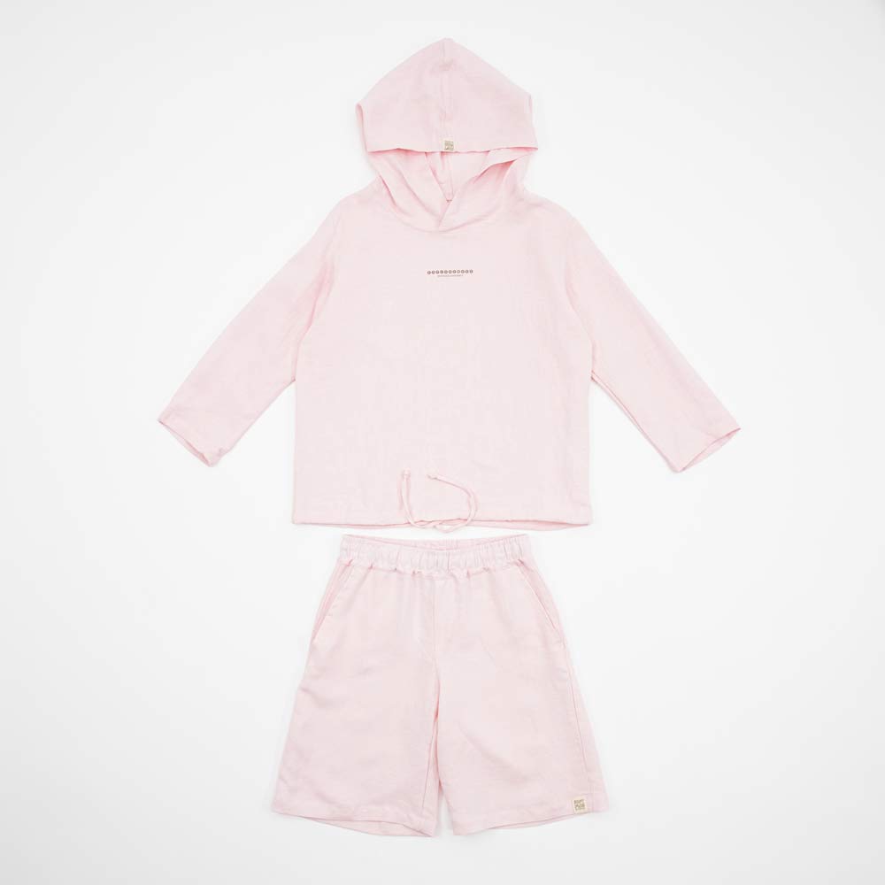 07864080-40 Костюм льняной худи + шорты розовый, все фото 1