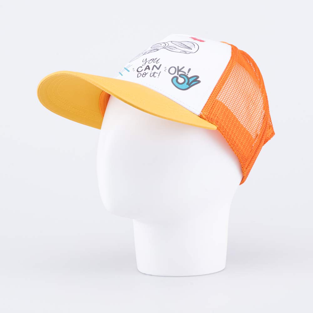 07709027-40 Кепка-бейсболка с сеткой для мальчика белый-оранжевый, все фото 1