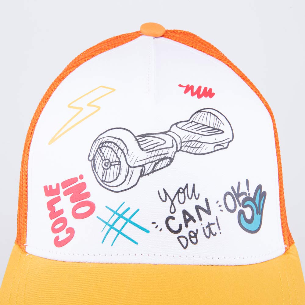 07709027-40 Кепка-бейсболка с сеткой для мальчика белый-оранжевый, все фото 3