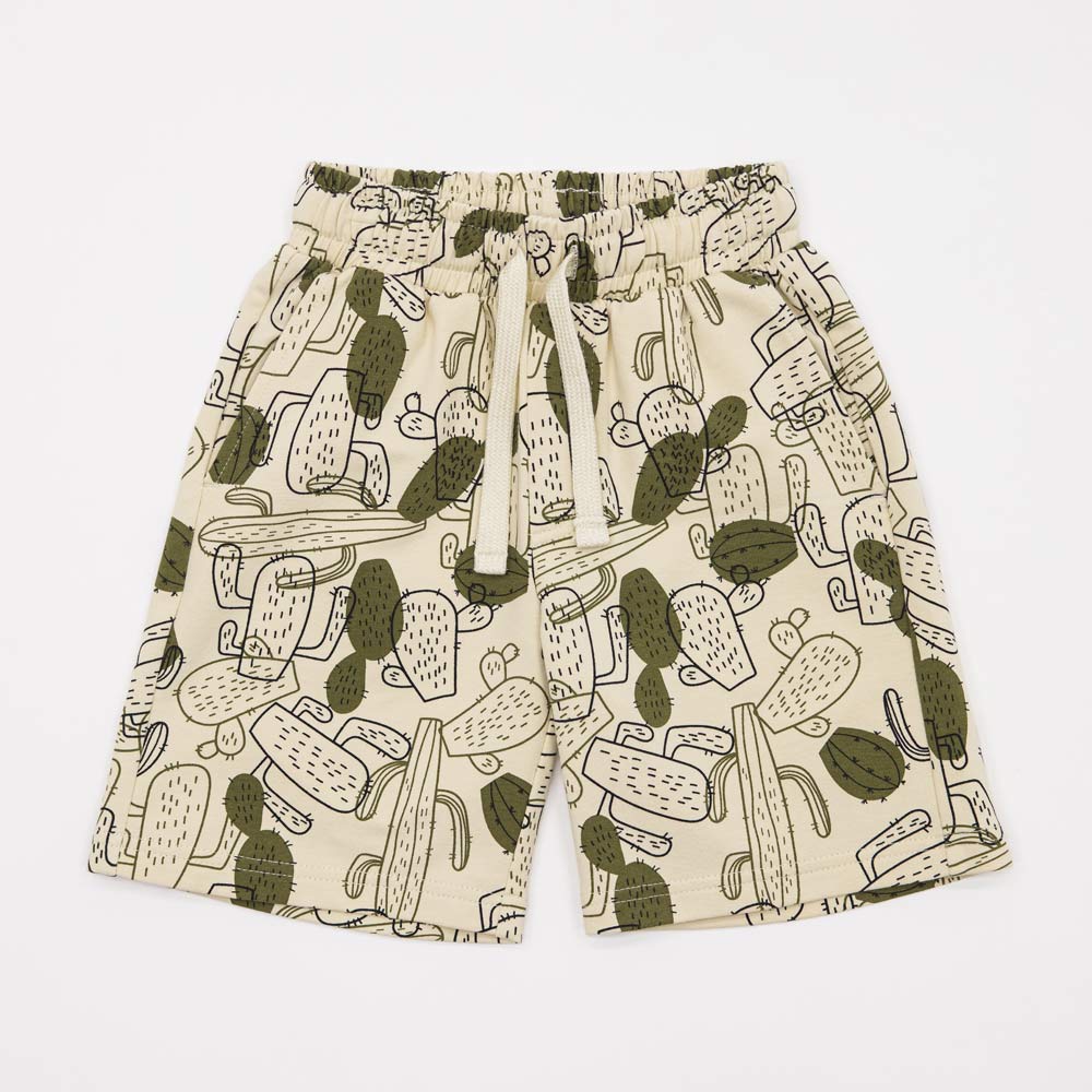 07762044-40 Шорты из футера для мальчика бежевый-зеленый, все фото 1