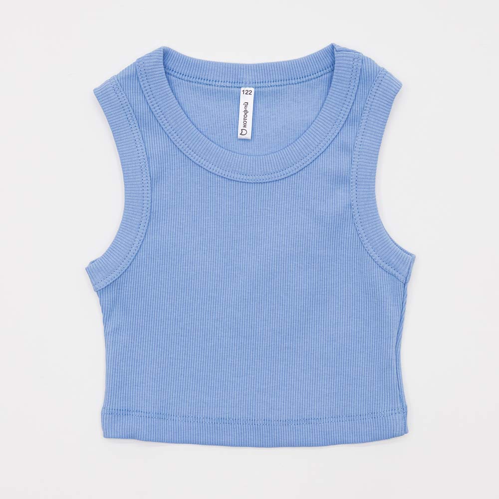 07854054-40 Майка-топ в рубчик для девочки голубой, все фото 1