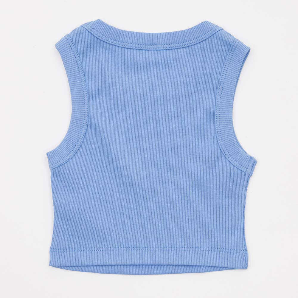 07854054-40 Майка-топ в рубчик для девочки голубой, все фото 2
