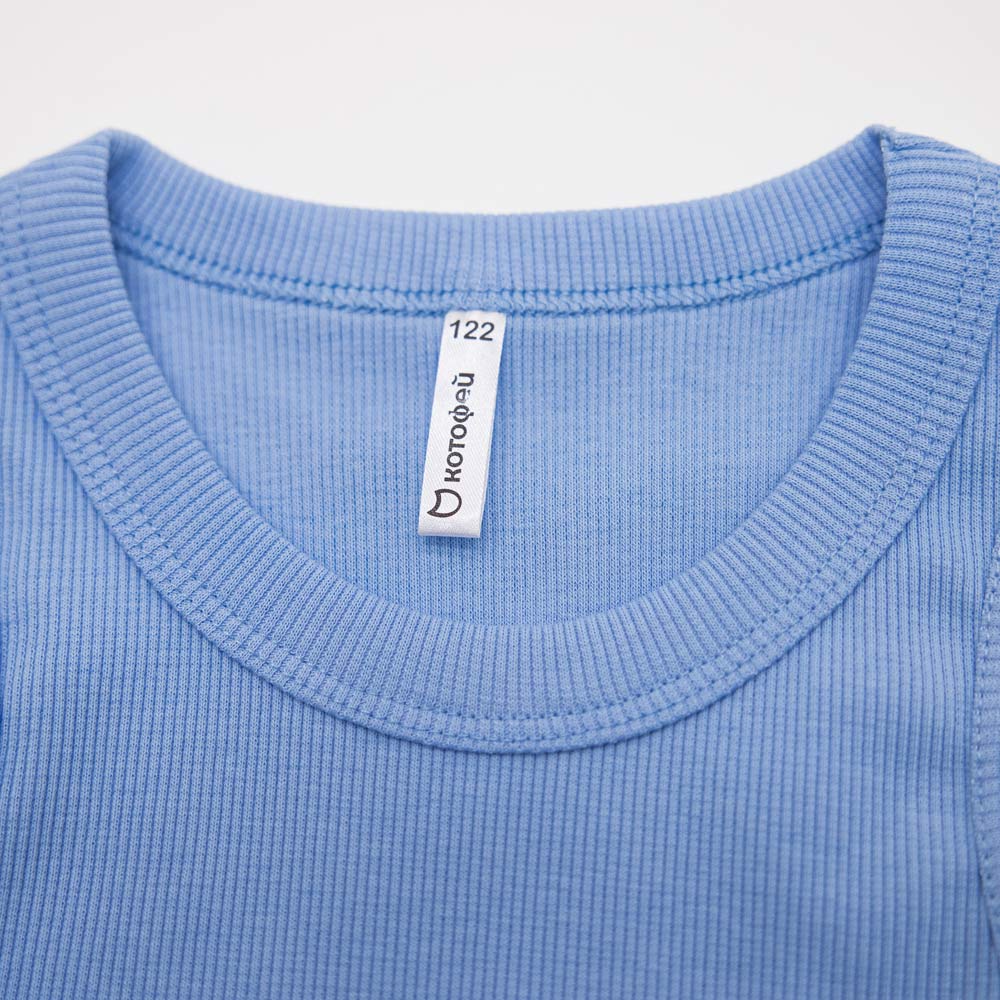 07854054-40 Майка-топ в рубчик для девочки голубой, все фото 3