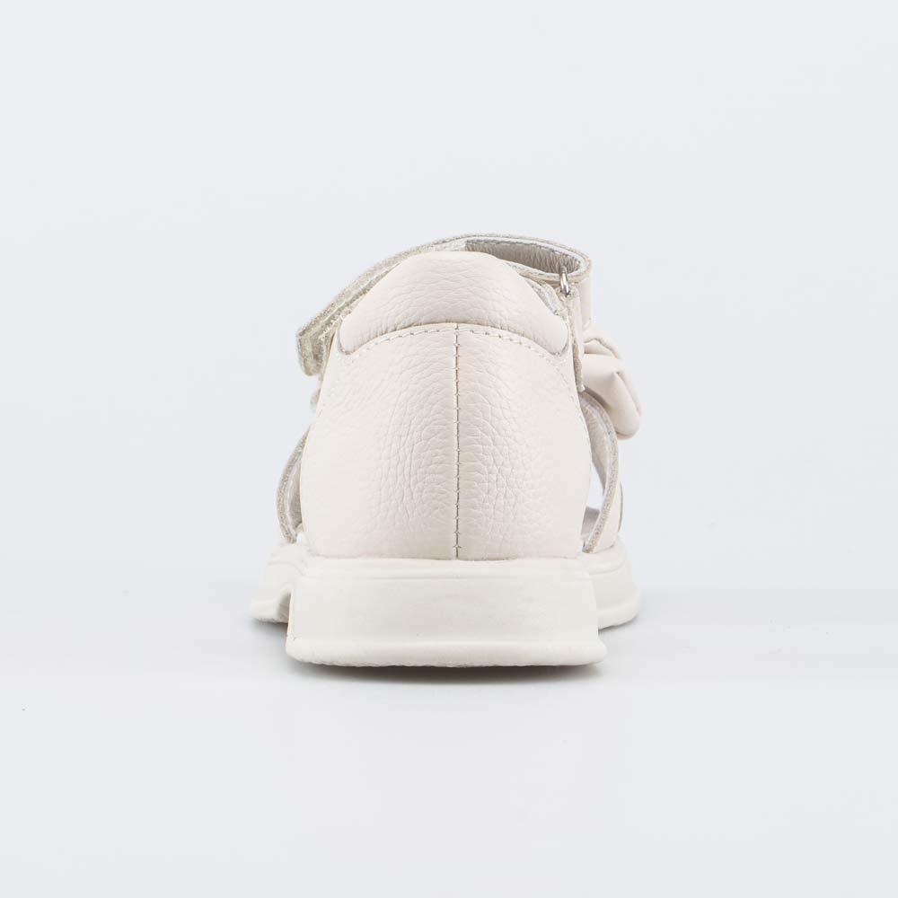 422091-21 Кожаные босоножки для девочки Бант бежевый, все фото 5