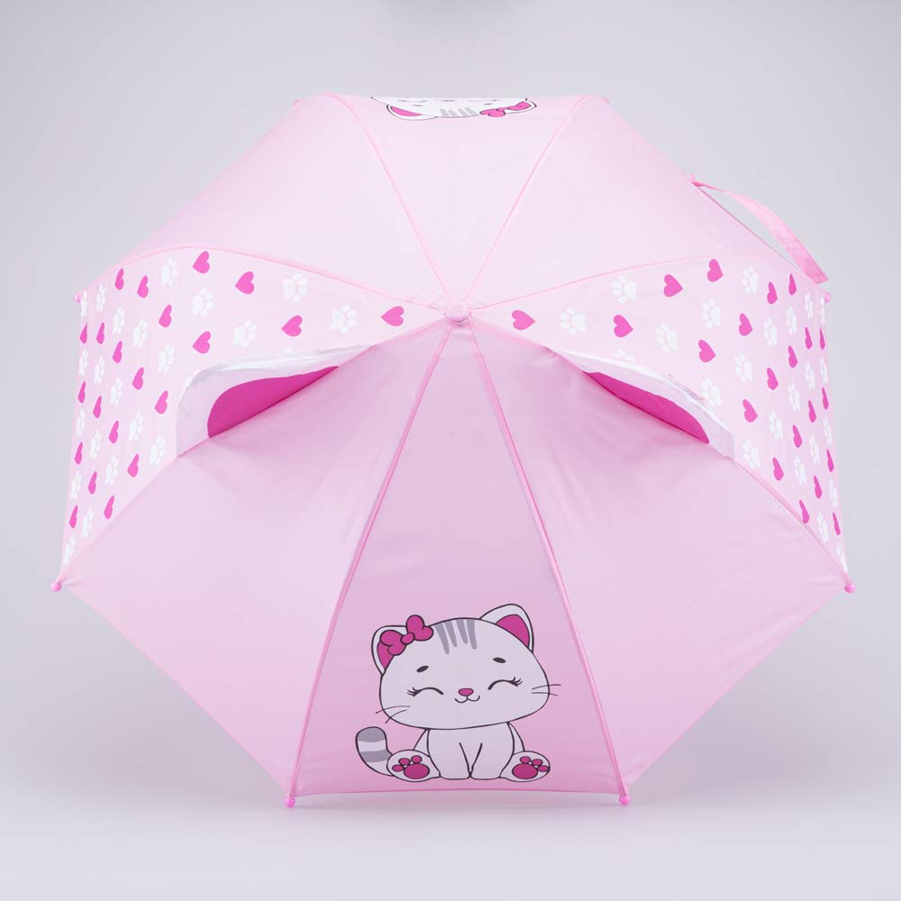 03807201-40 Зонт-трость детский Котик розовый, все фото 2
