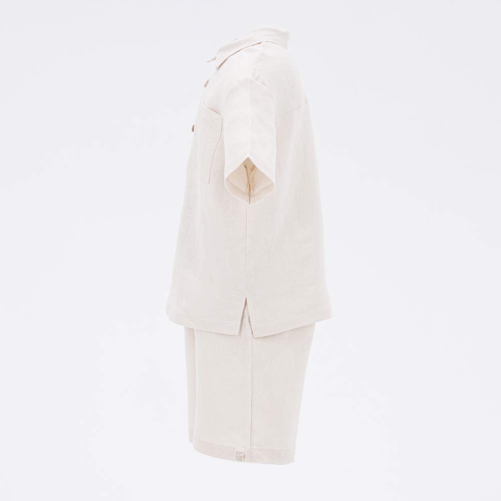 07764061-40 Костюм льняной рубашка + шорты бежевый, все фото 2