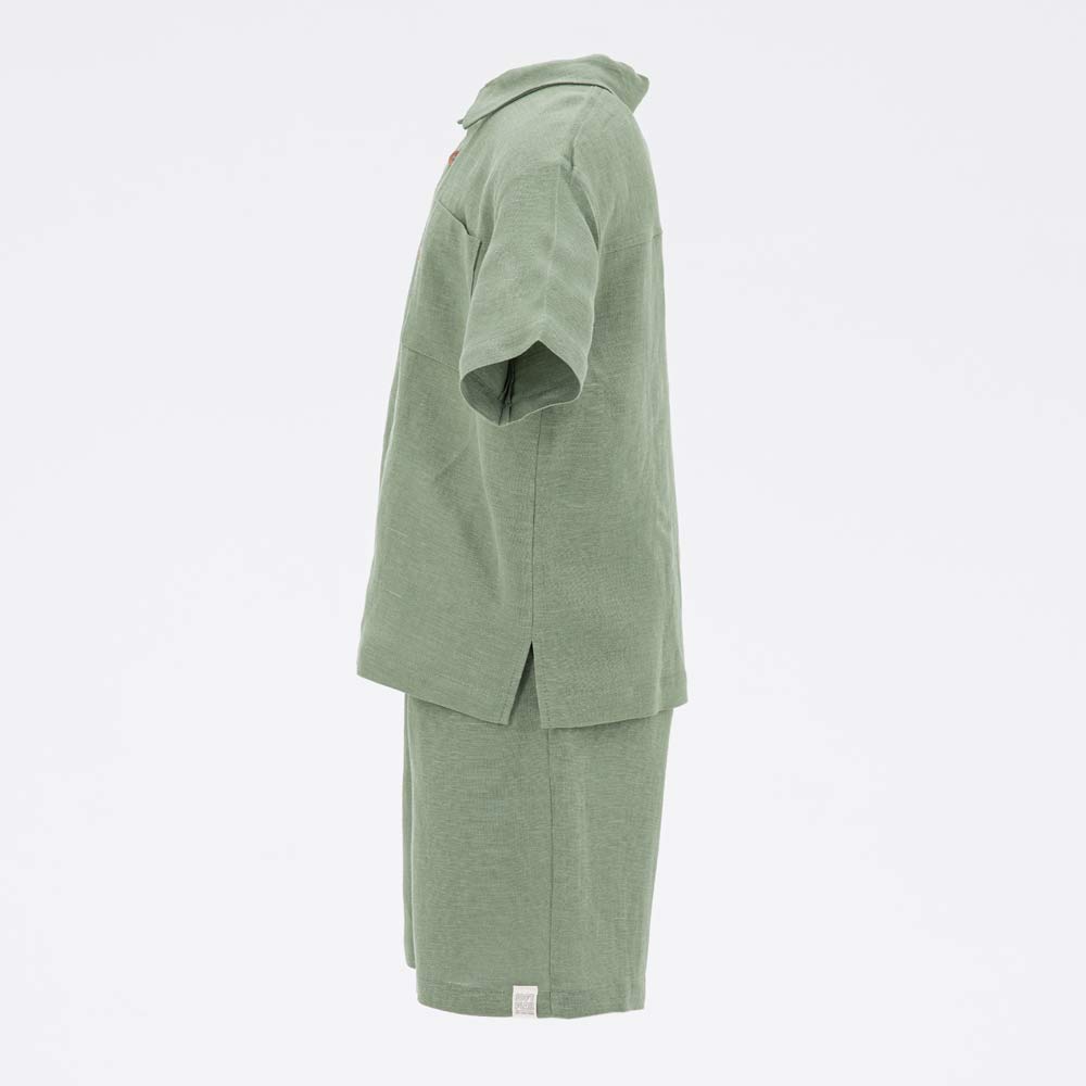 07764061-41 Костюм льняной рубашка + шорты оливковый, все фото 2