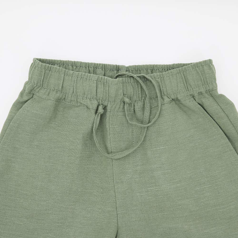 07764061-41 Костюм льняной рубашка + шорты оливковый, все фото 5