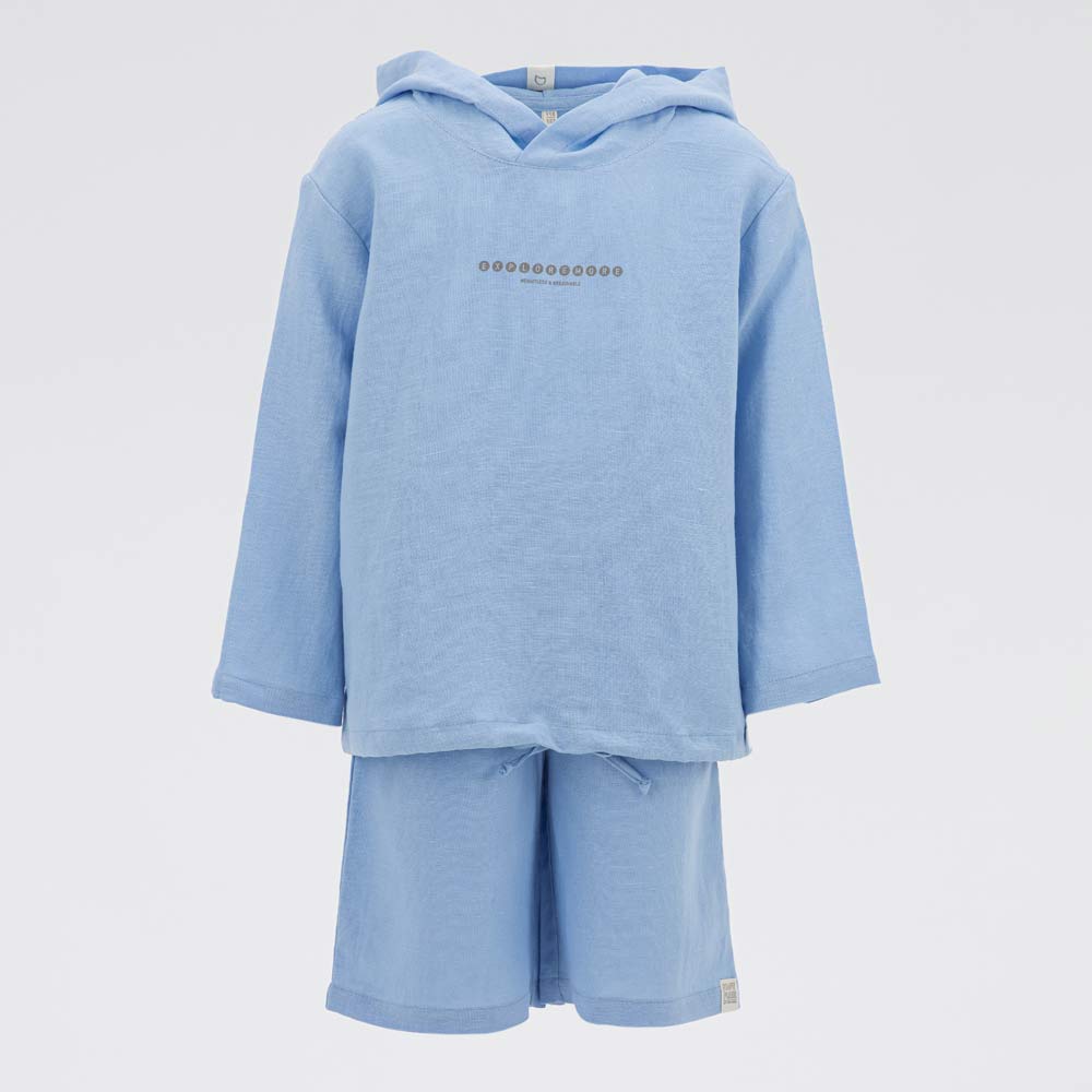 07764063-41 Костюм льняной худи + шорты голубой, все фото 1