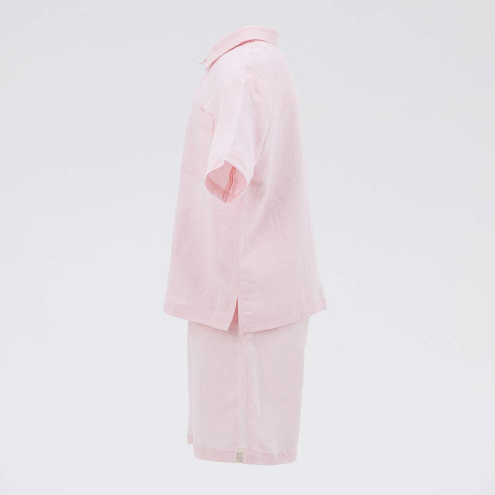 07864062-40 Комплект льняной рубашка + шорты розовый, все фото 2