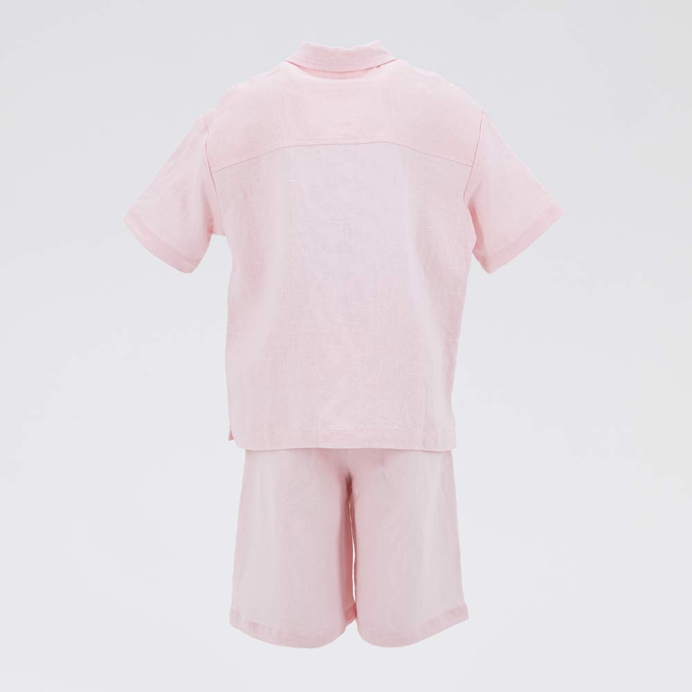 07864062-40 Комплект льняной рубашка + шорты розовый, все фото 3