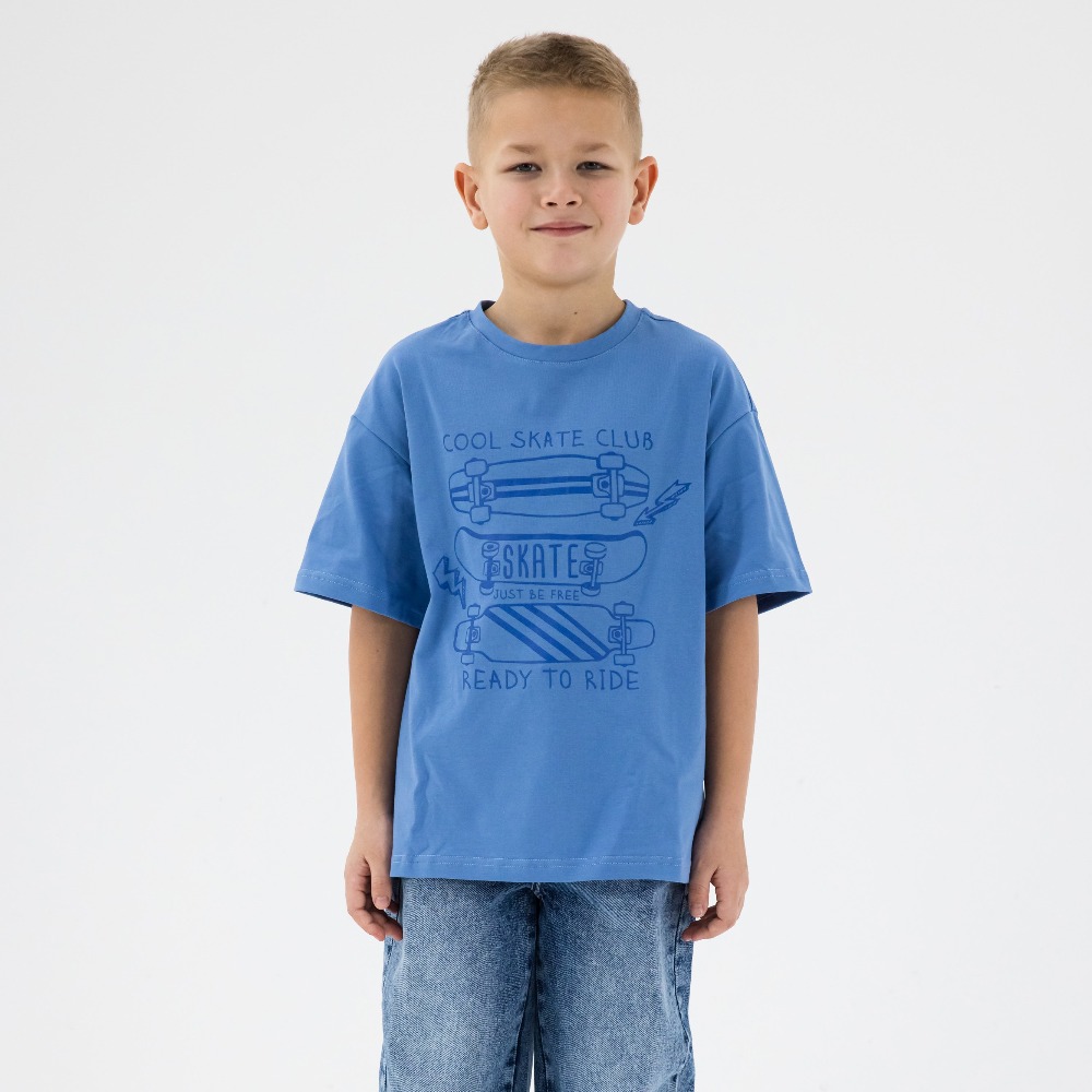 07702047-40 Футболка удлиненная Скейт синий, все фото 1
