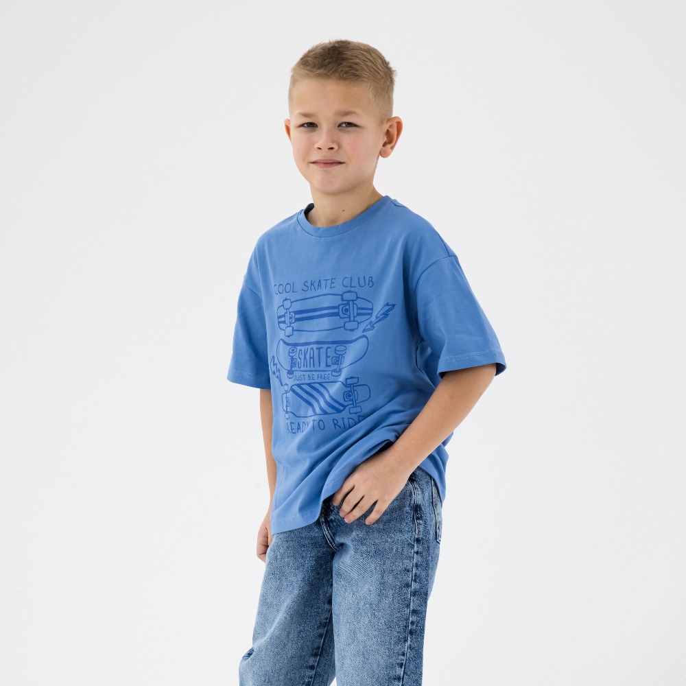 07702047-40 Футболка удлиненная Скейт синий, все фото 2