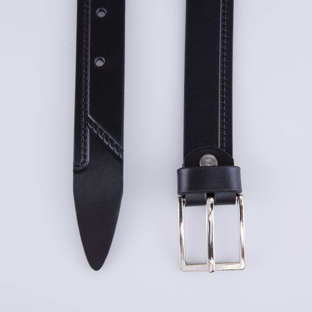 03704028-31 Ремень кожаный черный с тиснением Колосок, все фото 3