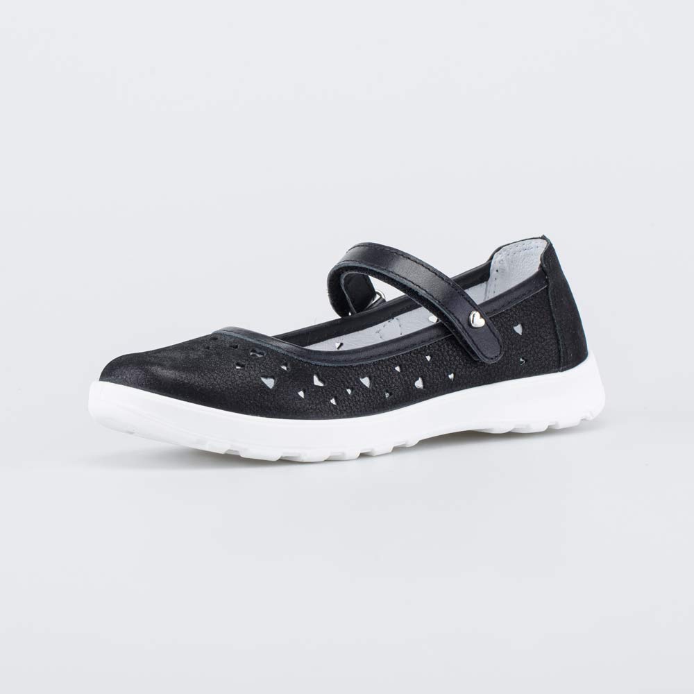 532323-22 Черные школьные туфли-балетки Сердечки, все фото 1