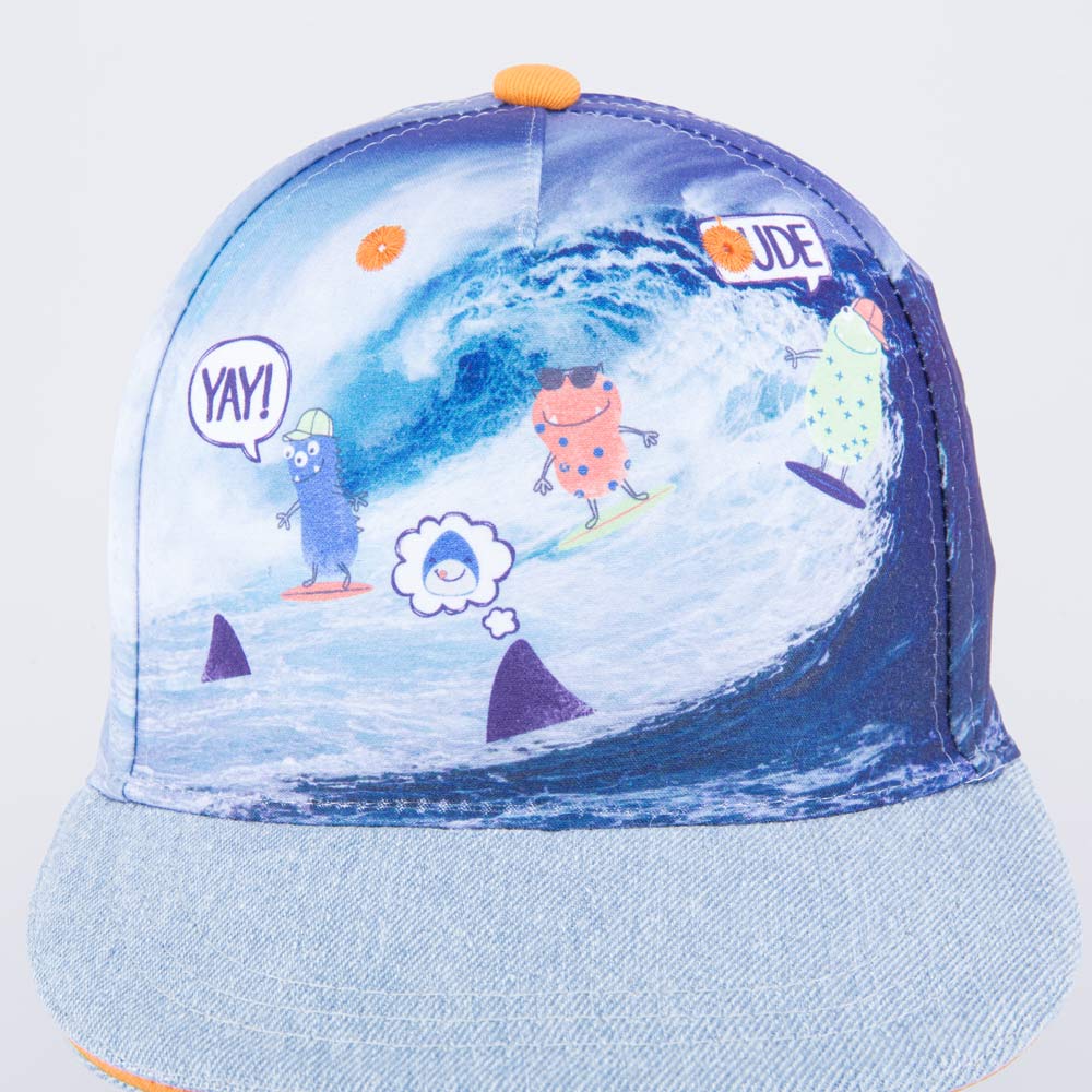 07709039-40 Кепка-бейсболка с прямым козырьком синий, все фото 3