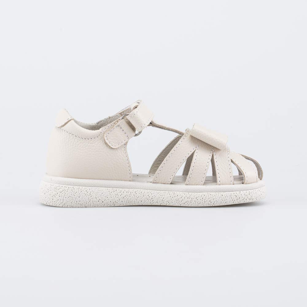 522200-21 Кожаные сандалии на липучках Бантик бежевый, все фото 2