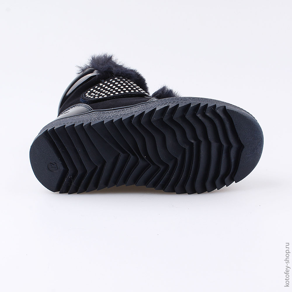 354034-42 Темно-синие полусапожки с опушкой из меха, все фото 3