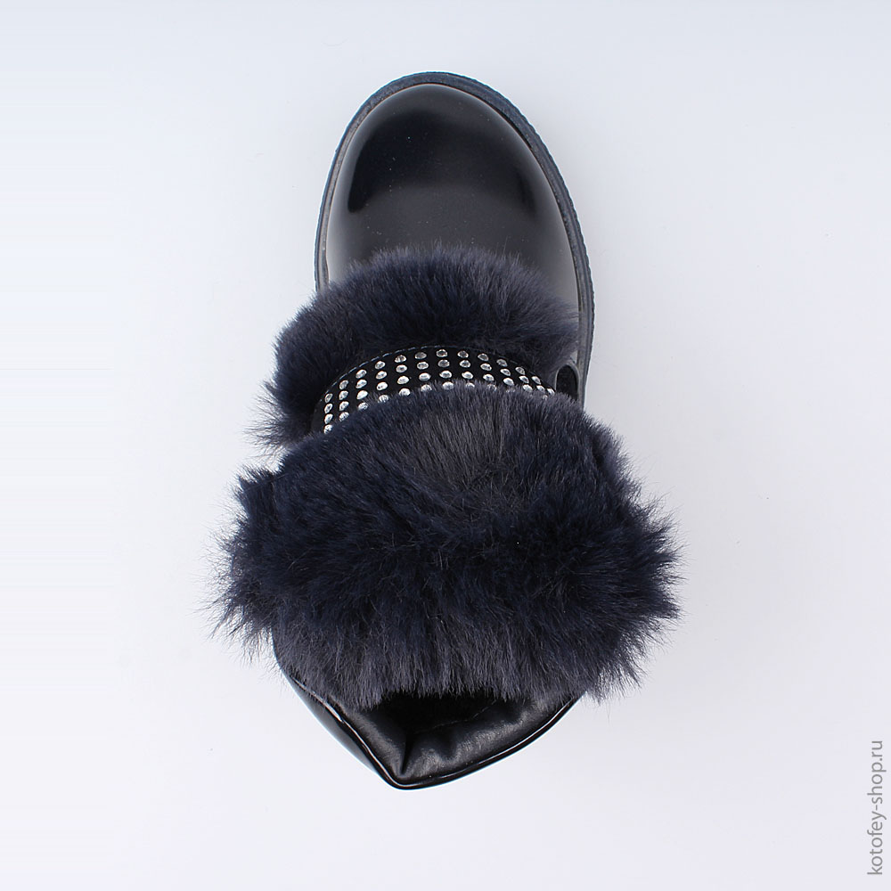354034-42 Темно-синие полусапожки с опушкой из меха, все фото 4