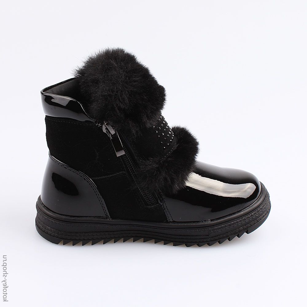 354034-41 Черные полусапожки с опушкой из меха, все фото 2